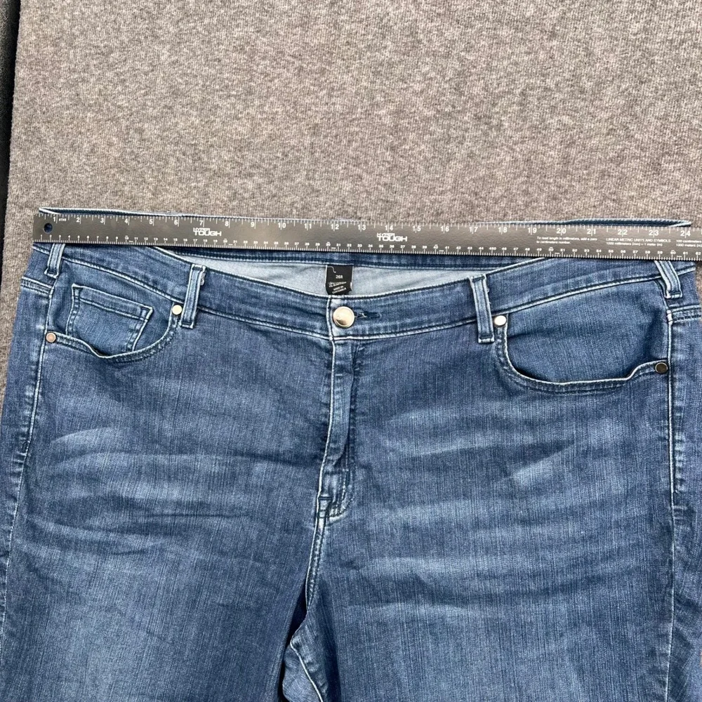 Lane Bryant Skinny Jeans Women 26R Blue Medium Wash Tulip Raw Hem Fringe Stretch